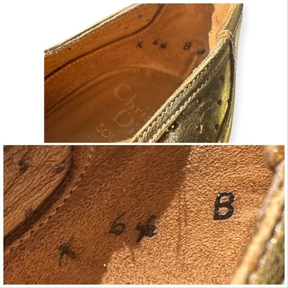Vintage Christian Dior Souliers France  Gold Open Toe‎ Pumps, Size 6 1/2 B - Picture 13 of 15